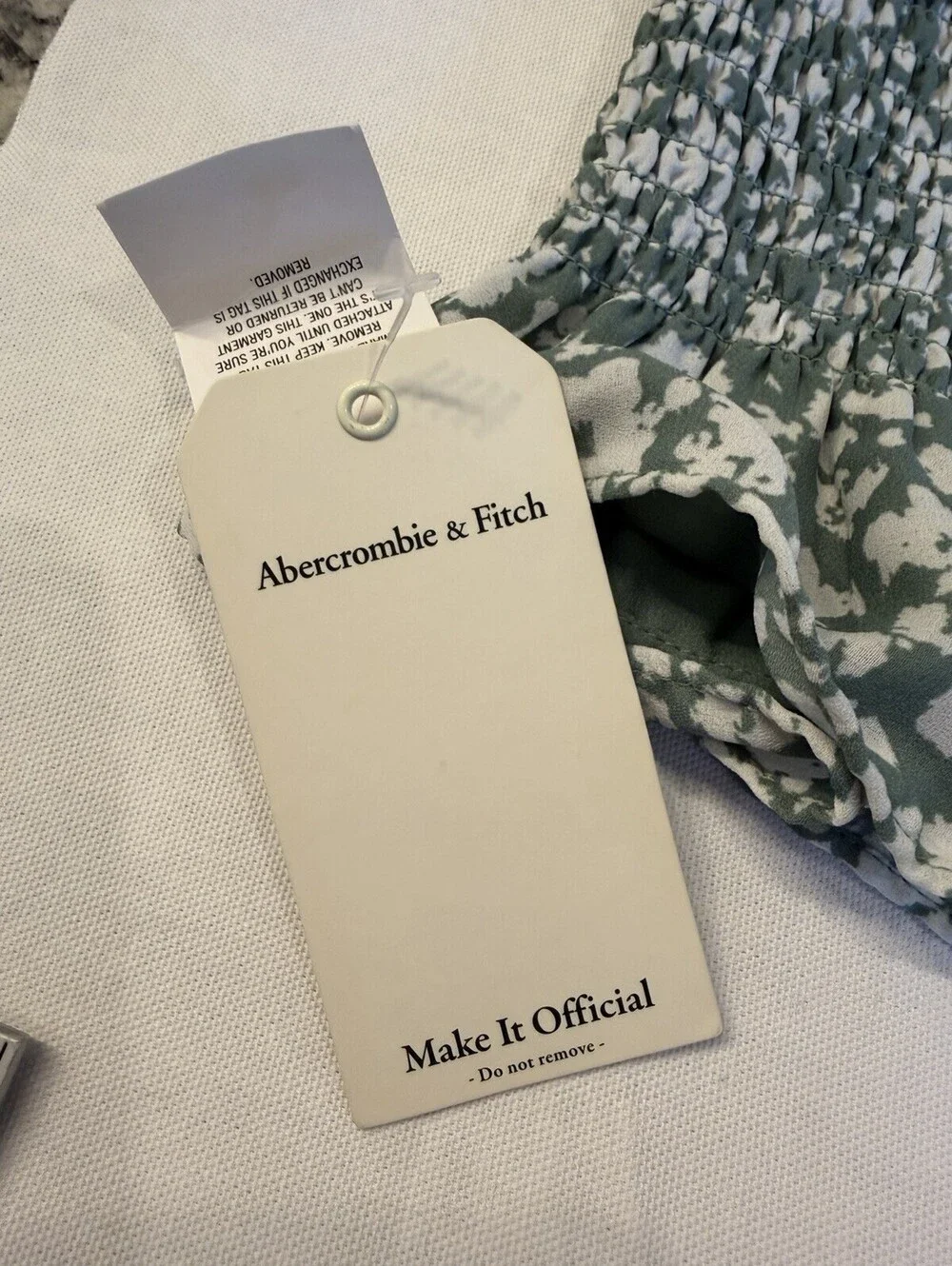 Abercrombie Fitch Smocked Halter Mini Dress Sage Floral Large NWT $99
